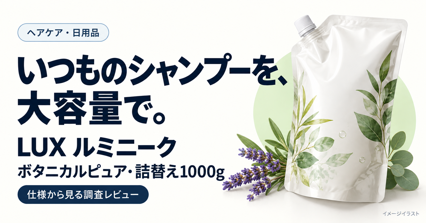 LUXルミニーク ボタニカルピュア1000gの商品選びを紹介するAIイメージイラスト