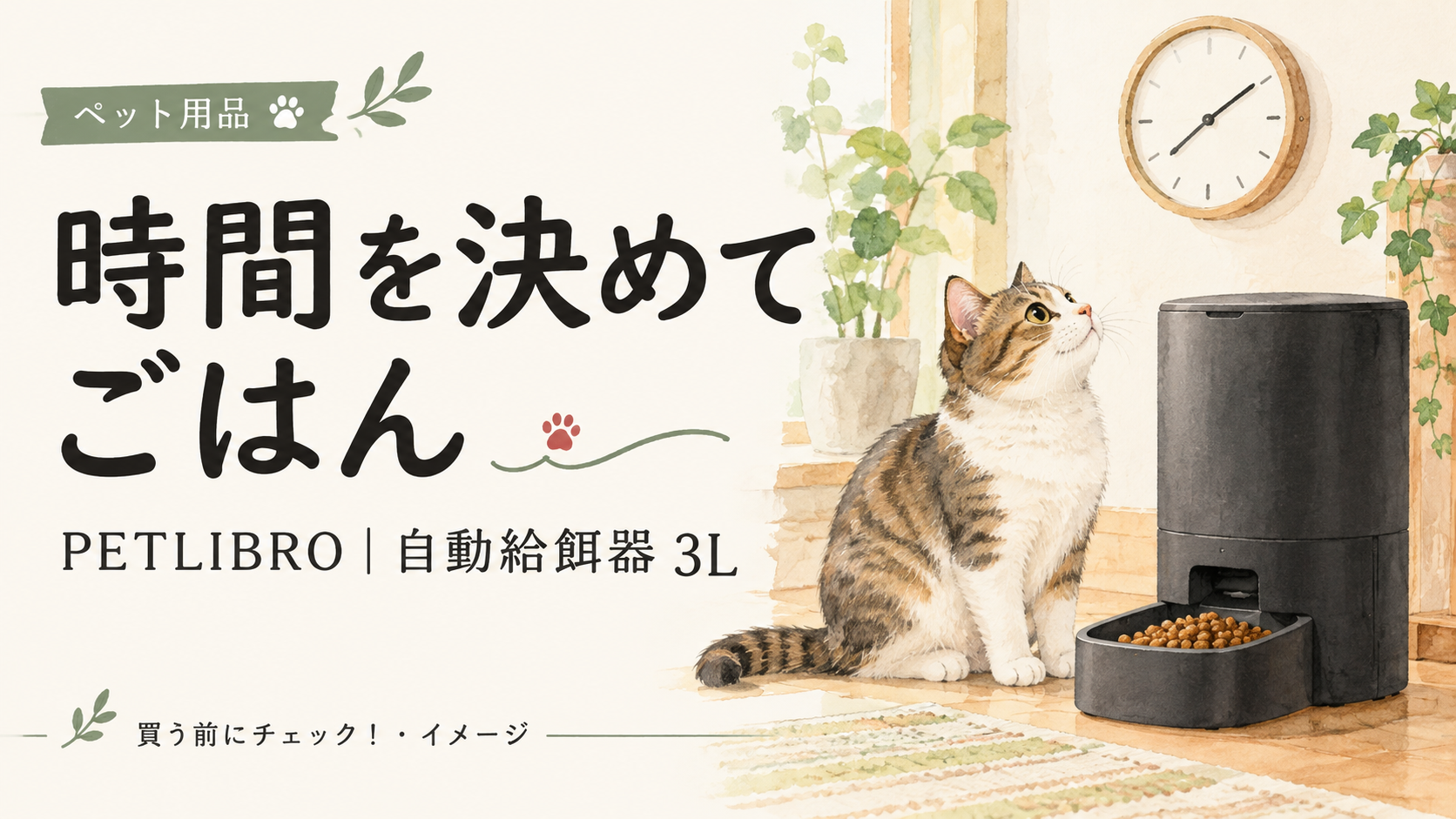 PETLIBRO 自動給餌器の選び方を表すイメージイラスト。実際の商品写真ではありません。